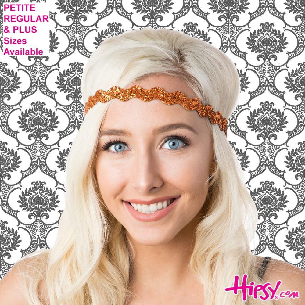 Hipsy Orange Adjustable & No Slip Wave Bling Glitter Hair Headband